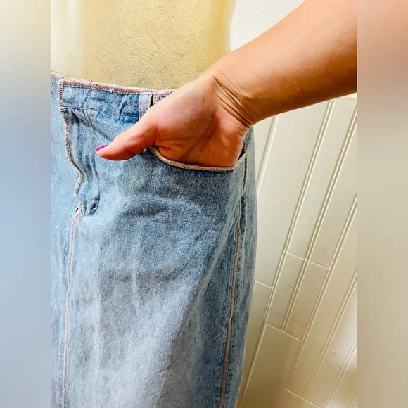 Sundance Blue A-Line Denim Maxi Jean Skirt - Picture 8 of 11